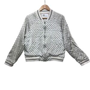 Anthropologie Tiny Editions Amber floral satin embroidered bomber jacket Sz‎ L